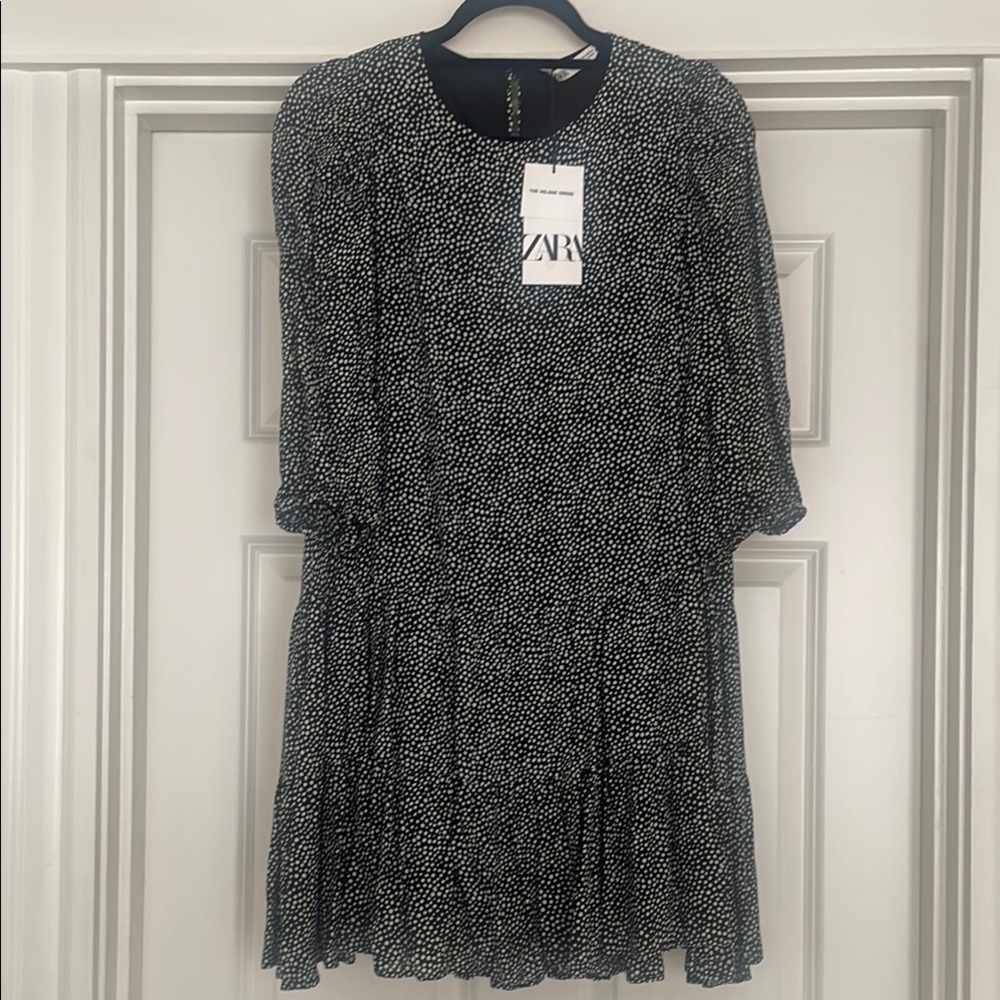 Zara Black and White Ruffled Tiered Sundress
